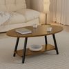 HawthyHome Couchtisch ovaler 2-stöckiger Beistelltisch mit Stauraum, 101x60 cm (1-St), Moderner Massivholztisch, ideal für Wohnzimmer und Schlafzimmer Bild 4