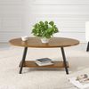 HawthyHome Couchtisch ovaler 2-stöckiger Beistelltisch mit Stauraum, 101x60 cm (1-St), Moderner Massivholztisch, ideal für Wohnzimmer und Schlafzimmer Bild 3