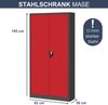 Werkzeugschrank mit Schubladen TOM - inkl. Lochwand | Metallschrank mit Werkzeugwand Werkstattschrank Perforierte Rückwand, 185x92x50cm Anthrazit-Rot Bild 2