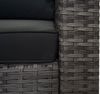 Poly-Rattan Garnitur HWC-F57, Balkon-/Garten-/Lounge-Set Sofa Sitzgruppe ~ grau, Kissen dunkelgrau mit Deko-Kissen Bild 3