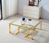 alesvelt Couchtisch Couchtisch Beistelltisch aus gehärtetem Glas goldenen Beinen 100cm Bild 1