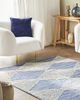 Teppich Wolle beige blau 140 x 200 cm geometrisches Muster Kurzflor DATCA Bild 3