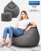 Green Bean® 2er Set Indoor Sitzsack + Hocker mit EPS-Perlen Füllung - Sitzhocker Sitz-pouf , Dunkelgrau, XXL Bild 2