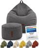 Green Bean® 2er Set Indoor Sitzsack + Hocker mit EPS-Perlen Füllung - Sitzhocker Sitz-pouf , Dunkelgrau, XXL Bild 4