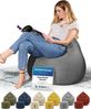 Green Bean® 2er Set Indoor Sitzsack + Hocker mit EPS-Perlen Füllung - Sitzhocker Sitz-pouf , Dunkelgrau, XXL Bild 3