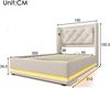 Polsterbett 90×200 cm aus Baumwoll-Stoff mit LED-Beleuchtung und USB-C-Ladefunktion, beige Bild 4