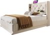 Polsterbett 90×200 cm aus Baumwoll-Stoff mit LED-Beleuchtung und USB-C-Ladefunktion, beige Bild 5