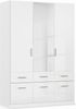 rauch Kleiderschrank; Drehtürenschrank CELLE, 3-türig, 1 Spiegeltüre, 6 Schubkästen, Hochglanz alpinweiß, 136x197x54xcm Bild 3