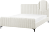 Bett mit Lattenrost Bouclé LUNAN 160 x 200 cm Cremeweiß Bild 1