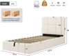 Polsterbett, Einzelbett, Kinderbett 90x200 cm, hydraulisches Funktionsbett, Bett mit Lattenrost, Kopfteil, großem Stauraum und USB-Ladeanschluss, gepolstertes Kopfteil, bouclé, beige Bild 5