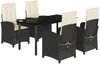 vidaXL 5-tlg. Garten-Essgruppe mit Kissen Schwarz Poly Rattan 3212304 Bild 2