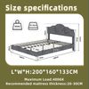 Modern minimalist soft bed, comfortable and soft headboard, 160*200CM, gray, multifunctional bedroom furniture, low box bed frame does not include gas rod, does not include mattress. Bild 4