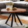 Couchtisch Rund 60x60x35cm Sheesham Massivholz Metall Modern Wohnzimmer Bild 3