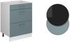 Küchenunterschrank R-Line Blau-Grau 60 cm mit Schubladen, AP Anthrazit Vicco Bild 5