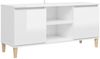 TV-Schrank, TV-Lowboard mit Massivholz-Beinen Hochglanz-Weiß 103,5x35x50 cm Bild 2