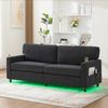 2-Sitzer Sofa B 203 x T 77,5 x H 86 cm aus Chenille mit USB-C, LED und Getränkehaltern Bild 3