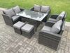 Fimous 8 Sitzer Dunkelgrau Polyrattan Gartenmöbel-Set Liegestuhl 2 Sitzer Liebe Sofa Set Outdoor Rechteckiger Esstisch 2 Hockern Bild 2