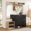 4-teiliges Garderoben-Set – mit Schuhschrank, Sitzbank, Wandgarderobe & Spiegel, komplettes Flurmöbel-Set für Diele und Eingangsbereich, Maße: B139.5 x T35 x H166 cm Bild 3
