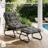 LVHOM Sessel mit Hocker, Gepolsterter Loungesessel aus Cord mit Metallgestell, ergonomischer Relaxsessel für Wohnzimmer und Schlafzimmer, Dunkelgrau Bild 5