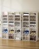 Schuhregal, 8 Schuhschrank mit Türen und Haken, für 32 Paar Schuhe, 35,5 x 81 x 160 cm, Kunststoff-Schuhregal, Schuhschrank für Flur, Schlafzimmer, Eingang, Transparentes Weiß Bild 5