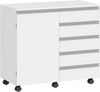Rollcontainer mit 5 Schubladen & Schranktür, Mobiler Aktenschrank mit Rollen, platzsparender Schreibtischunterschrank mit Stauraum für Büro und Homeoffice, Weiß 40 x 80 x 70 cm Bild 2