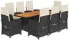 vidaXL 9-tlg. Garten-Essgruppe mit Kissen Schwarz Poly Rattan 3212274 Bild 2