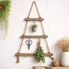 Holz Leiter Deko Blumenampel Holz Wanddekoration + Haken B38xT2xH68cm Bild 2