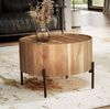 Couchtisch Akazie Massivholz Rund 60x60x41cm Metallgestell Braun Schwarz Modern Bild 2