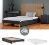 Homestyle4u Polsterbett mit Matratze und Lattenrost, Stoff, H2, Grau, 140x200 cm, mit Bettkasten Bild 1