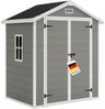 STEELSØN 'Novara' Gerätehaus Satteldach, Kunststoff, grau mit schwarzem Dach, wetterfest, 210x134x182 cm, abschließbar, Gartenhaus mit Fenster Bild 1