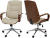 Bürostuhl HWC-O83, Drehstuhl Chefsessel, Kunstleder (280g/m²) Bugholz FSC®-zertifiziert Walnuss-Optik ~ creme Bild 1
