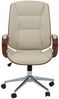 Bürostuhl HWC-O83, Drehstuhl Chefsessel, Kunstleder (280g/m²) Bugholz FSC®-zertifiziert Walnuss-Optik ~ creme Bild 5