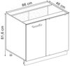 Eckunterschrank R-Line Schwarz Hochglanz 86 cm , AP Marmor Vicco Bild 3