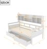 Schlafsofa 90x200, Schubladen und Regale, Lattenrost, Kinderbett, Jugendbett, Einzelbett, Massivholzbett, weiß Bild 3