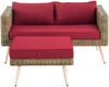 CLP Polyrattan 2er Sofa Molde mit Fußhocker Rundrattan natura,rubinrot 40 cm (Hellbraun) Bild 3