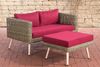 CLP Polyrattan 2er Sofa Molde mit Fußhocker Rundrattan natura,rubinrot 40 cm (Hellbraun) Bild 2