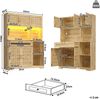Merax 180cm Hochschränke fürs Wohnzimmer, Küchenschrank,Esszimmerschrank mit Schubladen, MDF-gewebte Schranktüren, Schränke mit LED-Beleuchtung, Standvitrine Bild 4