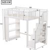 Bett 90x200 cm Hochbett mit Stauraumtreppe aus Kiefernholz, weiß – sicher & platzsparend Bild 4