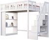 Bett 90x200 cm Hochbett mit Stauraumtreppe aus Kiefernholz, weiß – sicher & platzsparend Bild 5