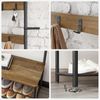 Vasagle Garderobenständer, Kleiderständer mit Schuhablagen, Schuhregal mit Sitzfläche, für Flur, mit Haken, 3 Ablagen, aus Metall, Höhe 175 cm, Industrie-Design, walnussbraun-schwarz HSR041B41 Bild 4