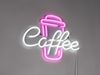 Ausgefallene Neon LED Wandleuchte COFFEE mit USB Kabel & Schalter, Breite 40cm Bild 3
