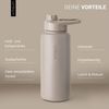 Vinsun Isolierflasche Edelstahl Trinkflasche 750ml Strohhalm - 2 Deckel Thermoflasche, BPA frei, doppelwandig, auslaufsicher, bruchsicher, geruchsneutral Bild 2