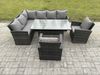 Fimous 8 Sitzer Outdoor Rattan Gartenmöbel-Set mit Rechteckiger Esstisch 2 Sesseln Dunkelgrau gemischt Bild 2