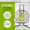 Juskys Doppelhängesessel Aria - Polyrattan Hängesessel mit Gestell & Kissen - Schaukel für zwei Personen - Outdoor Indoor Sessel - XXL Korb Beige Bild 5