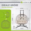 Juskys Doppelhängesessel Aria - Polyrattan Hängesessel mit Gestell & Kissen - Schaukel für zwei Personen - Outdoor Indoor Sessel - XXL Korb Beige Bild 3
