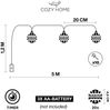 COZY HOME LED-Lichterkette Marokkanische Batterie und Stecker -, 20 LEDs I Timer-Funktion I Warmweiß I Lichterkette Innen Bild 3