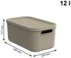ROTHO Stapelbox Albula Light Set 5tlg. 4x 12l und 55l Aufbewahrungsboxen mit Deckel (5-teilig, Boxen-Set), Kisten stapelbar und mit Grifföffnungen Bild 2