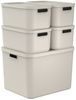 ROTHO Stapelbox Albula Light Set 5tlg. 4x 12l und 55l Aufbewahrungsboxen mit Deckel (5-teilig, Boxen-Set), Kisten stapelbar und mit Grifföffnungen Bild 5