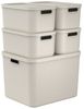 ROTHO Stapelbox Albula Light Set 5tlg. 4x 12l und 55l Aufbewahrungsboxen mit Deckel (5-teilig, Boxen-Set), Kisten stapelbar und mit Grifföffnungen Bild 4
