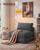 VASAGLE Faltbarer Schlafsessel aus Cord und Schaumstoff, Sofabett mit Kissen, 89 x 89 x 78 cm / 89 x 195 x 43 cm, Grau Bild 2